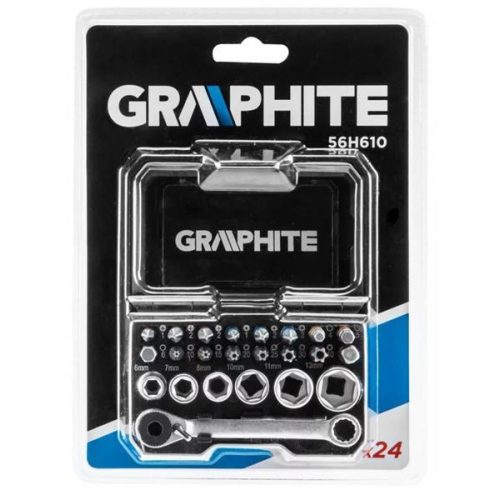 GRAPHITE Bit készlet+dugókulcs tartóban 24db-os