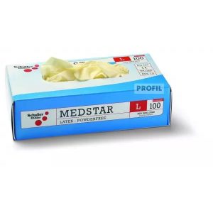 49052 Schuller Medstar egyszer használatos latex kesztyű, púdermentes M/8