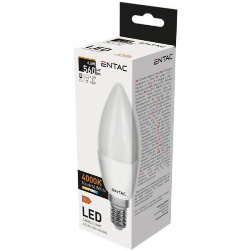 Entac LED Candle izzó E14 6,5W NW 4000K