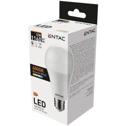 Entac LED Globe izzó E27 12W NW 4000K