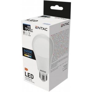 Entac LED Globe izzó E27 8W CW 6400K