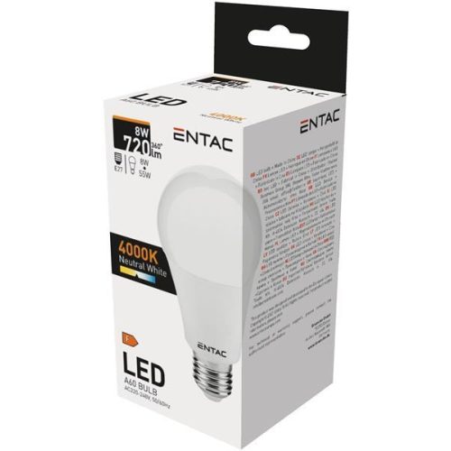 Entac LED Globe izzó E27 8W NW 4000K